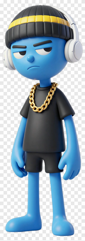 Cartoon Character Wearing Headphones PNG