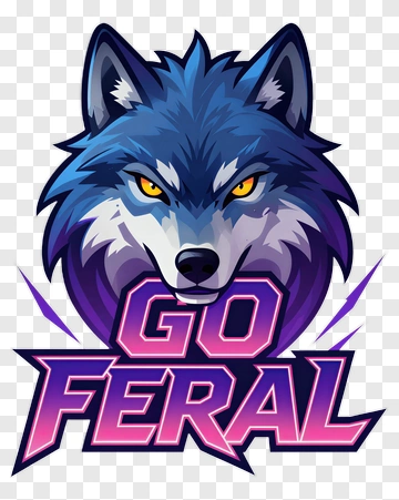 Cartoon Wolf Logo With Go Feral Text PNG