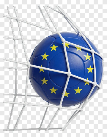 Soccer Ball In Goal Net With European Union Design PNG