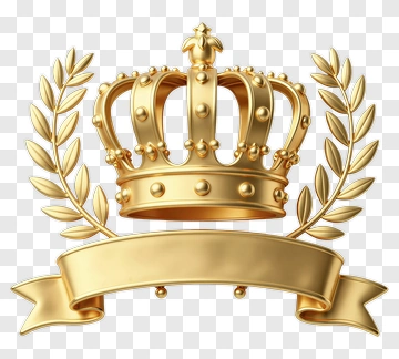 Golden Crown With Laurel Wreath And Banner PNG