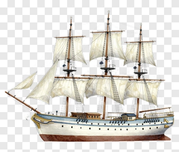 Sailing Ship With White Sails PNG