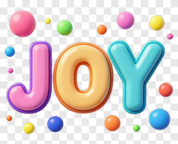 Colorful Joy Text With Decorative Balls PNG