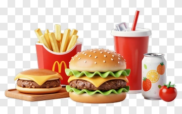 Fast Food Meal With Burgers And Fries PNG