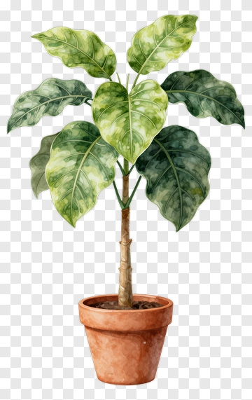 Fiddle Leaf Fig Plant In A Pot PNG