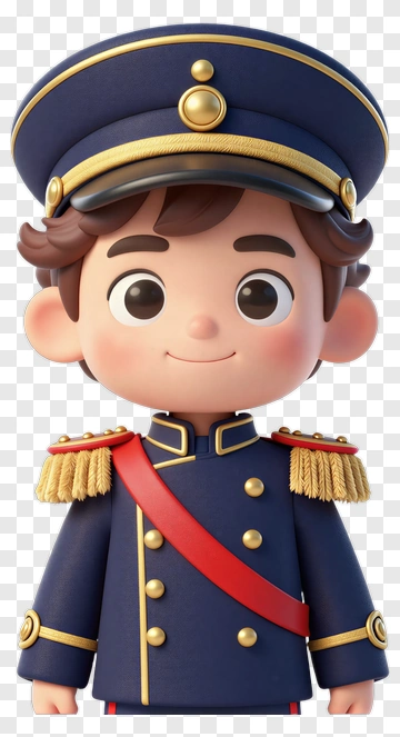 Cartoon Boy In Military Uniform PNG