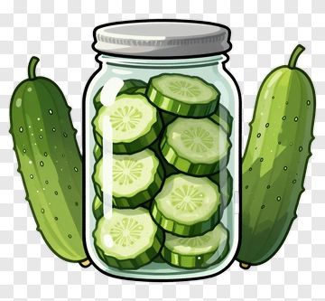 Cartoon Jar Of Pickles With Fresh Cucumbers PNG