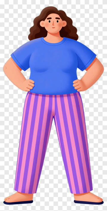 Cartoon Woman In Striped Pajamas PNG
