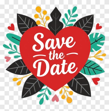 Save The Date Heart Design PNG