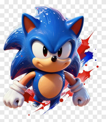 3D Blue Hedgehog Character In Action PNG