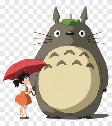Girl Holding An Umbrella With Totoro PNG