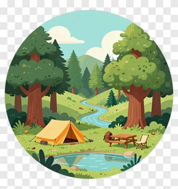 Camping Scene In A Forest PNG