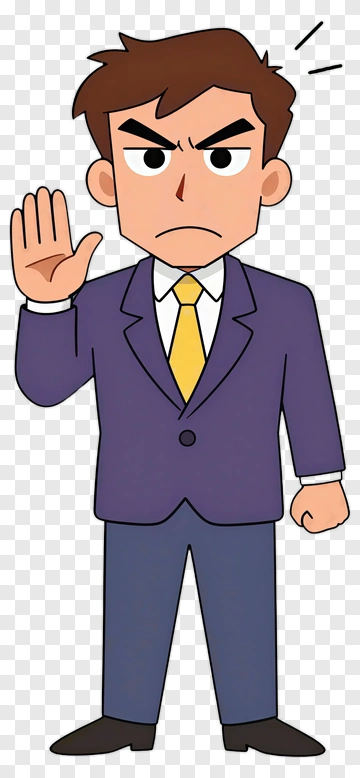 Cartoon Businessman Gesturing With Hand Raised PNG