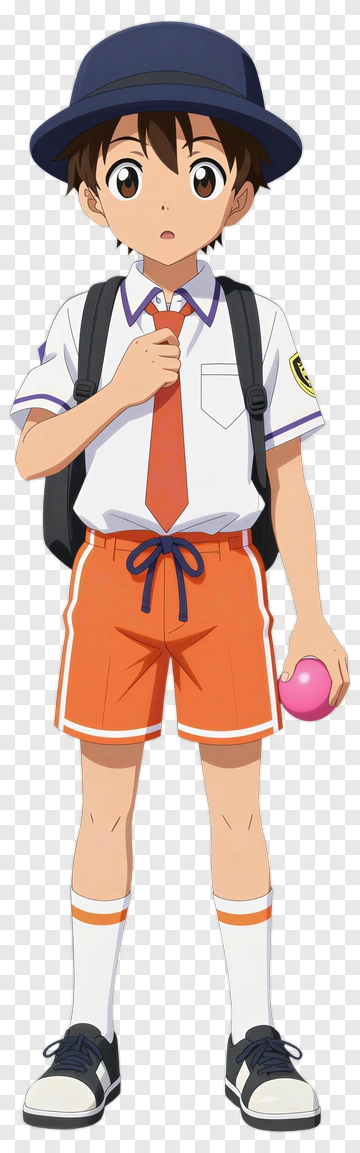 Boy In School Uniform Holding A Pink Ball PNG