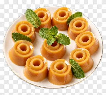 Caramel Dessert With Mint Leaves PNG