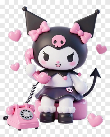 Kawaii Character Holding A Pink Telephone PNG