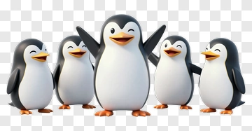 Cartoon Penguins Group PNG