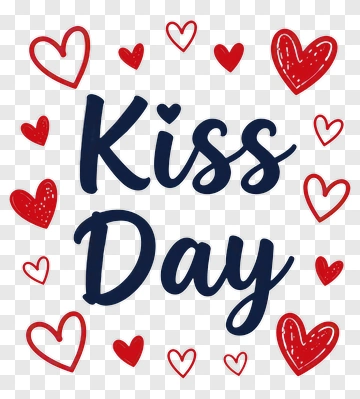 Kiss Day With Hearts PNG