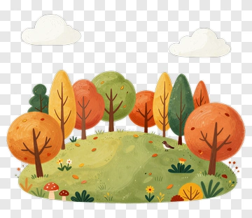 Colorful Forest With Trees And Flowers PNG