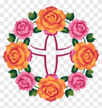 Colorful Floral Wreath With Roses PNG