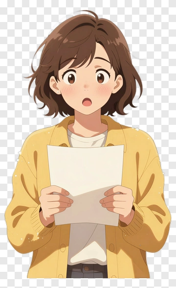 Surprised Girl Holding A Letter PNG