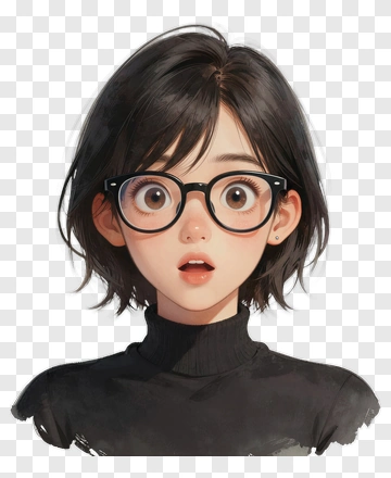 Surprised Girl With Glasses PNG