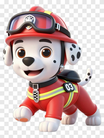 3D Firefighter Dog Character PNG