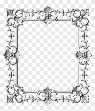 Ornate Silver Decorative Frame PNG