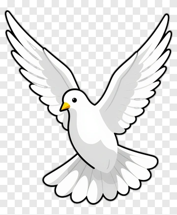 Cartoon White Dove In Flight PNG