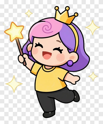Cartoon Girl Holding A Magic Wand PNG