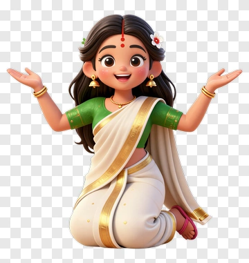 Cartoon Girl In Traditional Indian Attire PNG