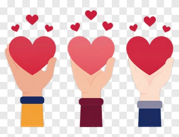 Hands Holding Hearts With Floating Hearts PNG