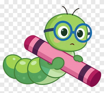Cartoon Worm Holding A Crayon PNG