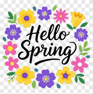 Hello Spring Floral Design PNG