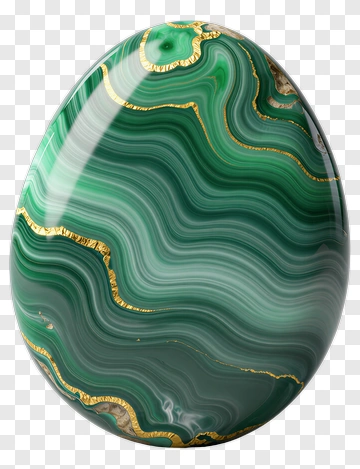 Green Agate Egg With Gold Veining PNG