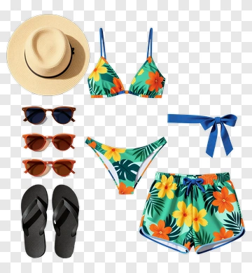 Colorful Swimwear And Beach Accessories PNG