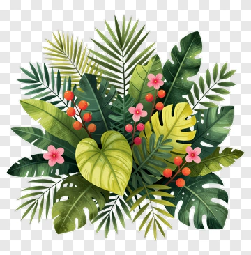 Colorful Tropical Plant Arrangement PNG