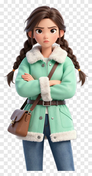 Cartoon Girl Wearing A Mint Green Coat PNG
