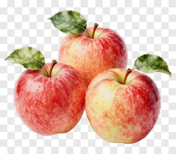 Fresh Red Apples With Leaves PNG