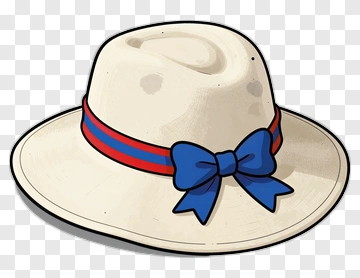 Cartoon Straw Hat With Blue Bow PNG