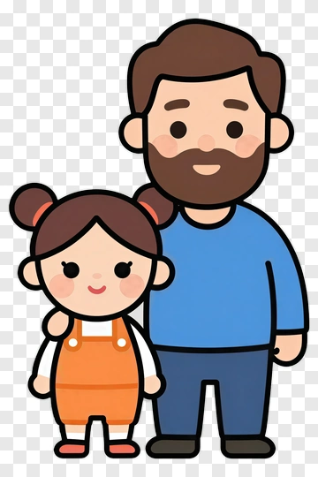 Cartoon Family Standing Together PNG
