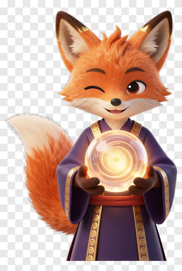 Cartoon Fox Holding A Magical Orb PNG