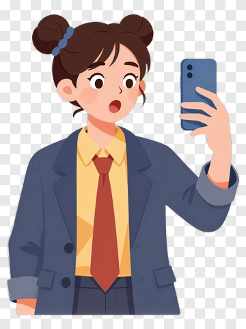 Surprised Woman Taking A Selfie PNG