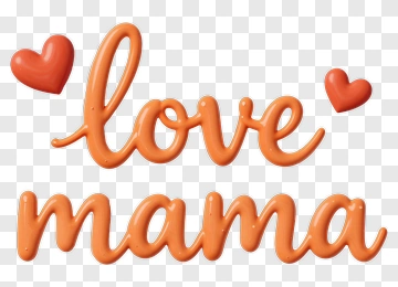 Love Mama Text With Hearts PNG