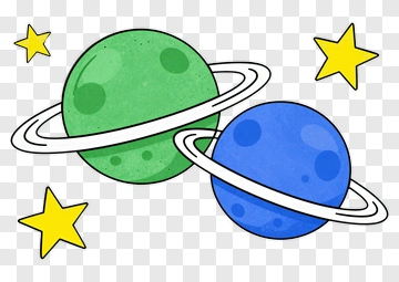 Cartoon Planets With Rings And Stars PNG