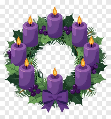 Advent Wreath With Purple Candles PNG