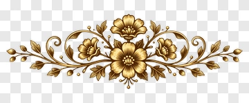 Golden Floral Decoration PNG