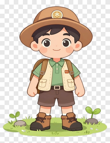 Cartoon Boy Scout In Nature PNG