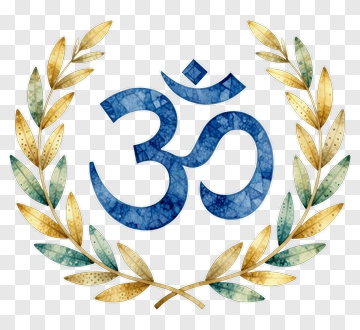 Om Symbol Surrounded By Olive Leaves PNG