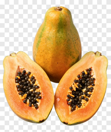 Fresh Papaya Fruit Halved PNG