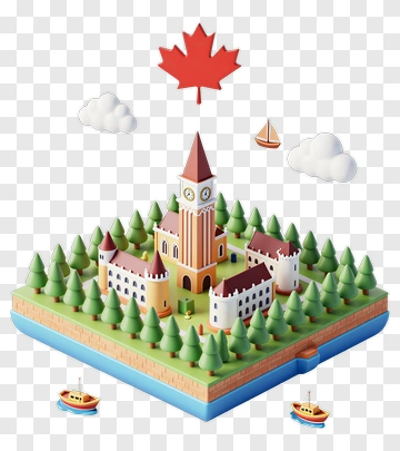 Canadian Landmark With Trees And Boats PNG